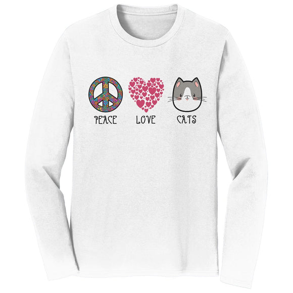 Parker Paws Store - Peace Love Cats - Adult Unisex Long Sleeve T-Shirt