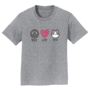 Parker Paws Store - Peace Love Cats - Kids' Unisex T-Shirt