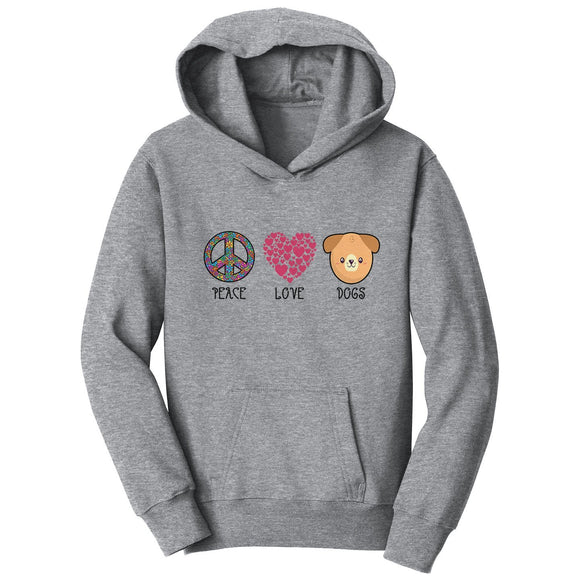Parker Paws Store - Peace Love Dogs - Kids' Unisex Hoodie Sweatshirt
