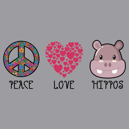 Peace Love Hippos - Adult Unisex Long Sleeve T-Shirt