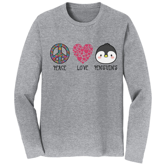 NEW Zoo & Adventure Park - Peace Love Penguins - Adult Unisex Long Sleeve T-Shirt
