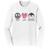 Peace Love Penguins - Adult Unisex Long Sleeve T-Shirt