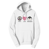 Peace Love Penguins - Adult Unisex Hoodie Sweatshirt