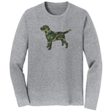 Labrador Silhouette Woodland Camouflage - Adult Unisex Long Sleeve T-Shirt