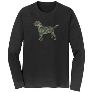 Labrador Silhouette Woodland Camouflage - Adult Unisex Long Sleeve T-Shirt
